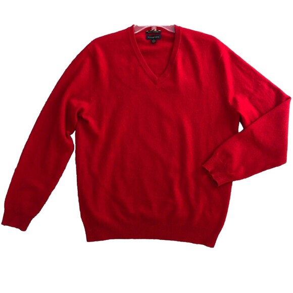 Club Room 2-Ply Estate Cashmere V-Neck Sweater Mens Size M Red Luxury Old Money - Picture 8 of 12